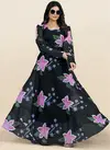 Black Flowers Printed Anarkali Gown Catalog